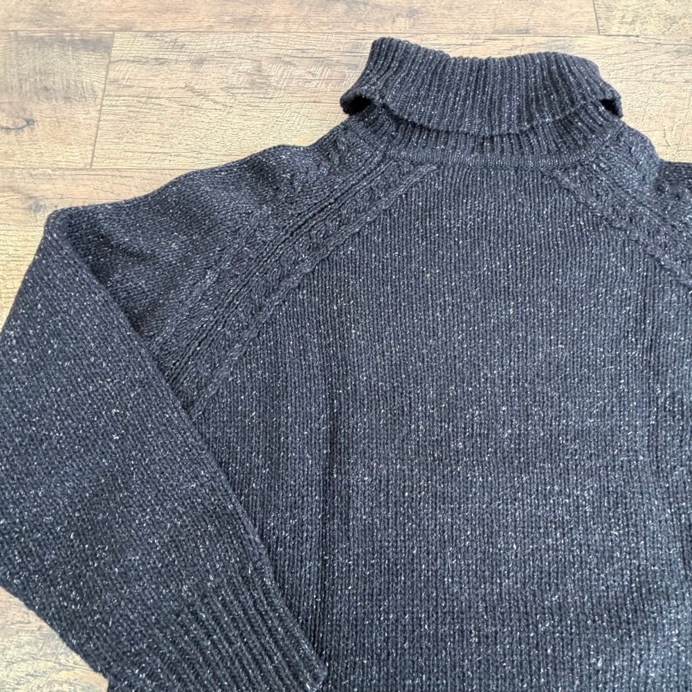 Gap Womens Charcoal Grey Lambswool Silk Turtleneck Marled‎ Sweater Large W19 - Picture 10 of 10
